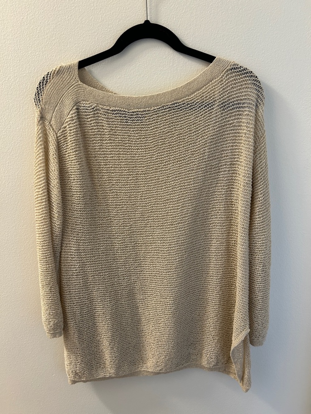 Lightweight Cream Scoop-Neck Knit Sweater
